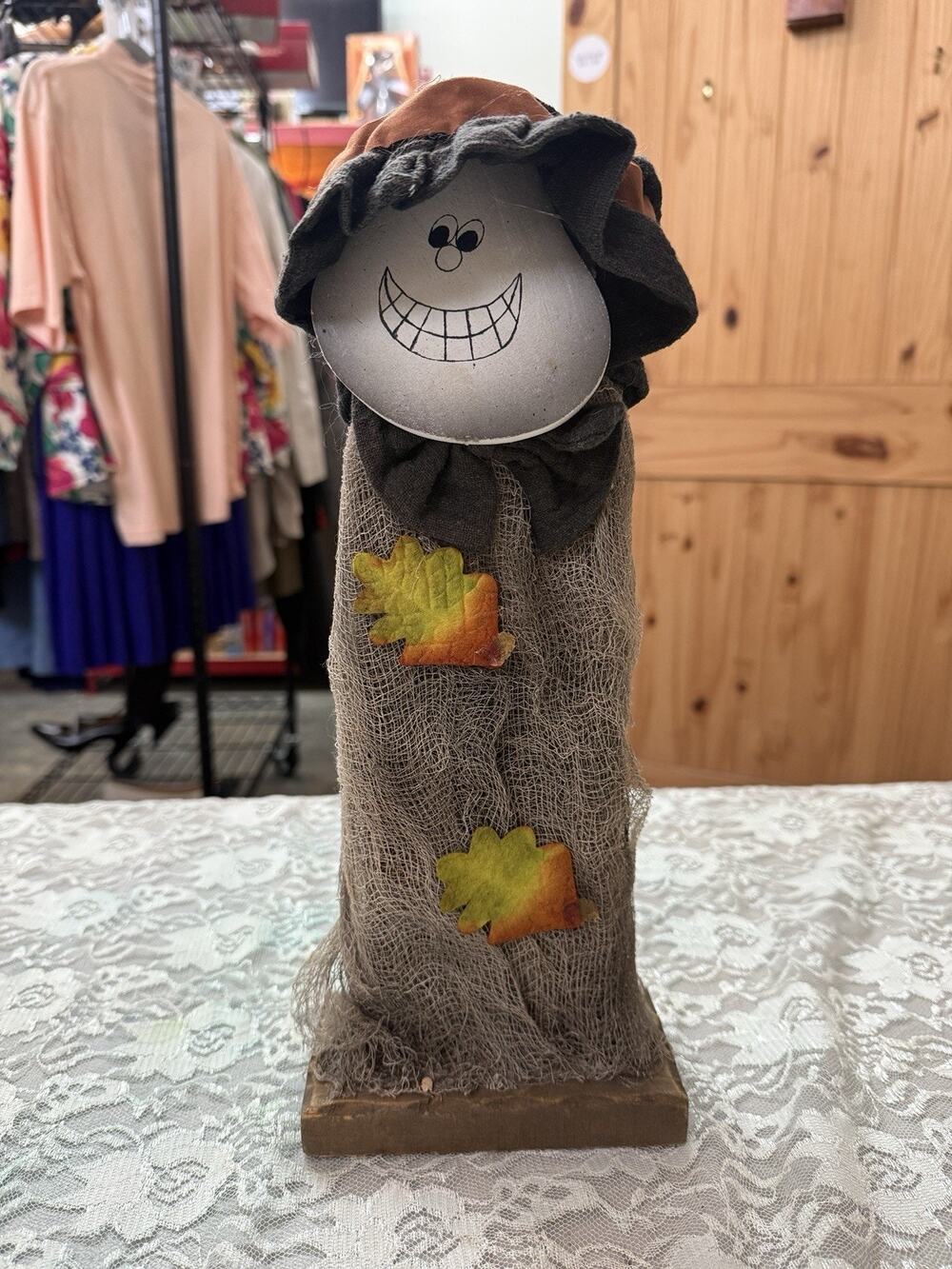 Vintage 2003 Y2K Primitive Fall Folk Art Halloween Scarecrow 14" Decor Teacher